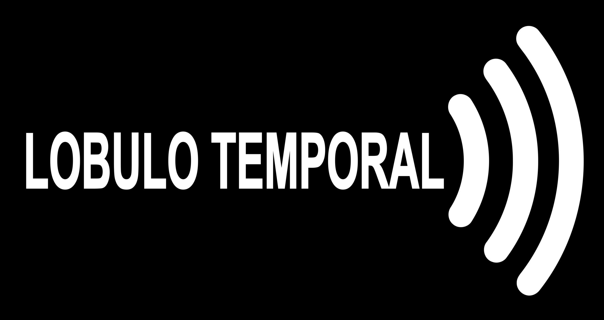 Lobulo Temporal blanco Logo de Lóbulo temporal, letras blancas sobre fondo negro